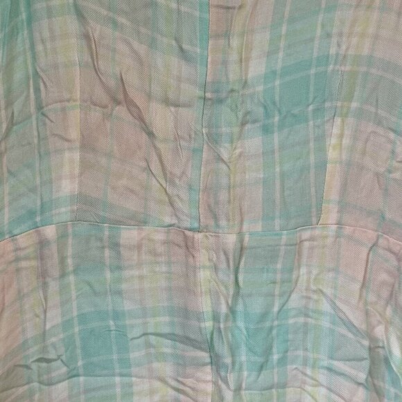NWT Abound Pink-Green Adley Plaid Tiered Front Button Mini Dress - S - Picture 6 of 8